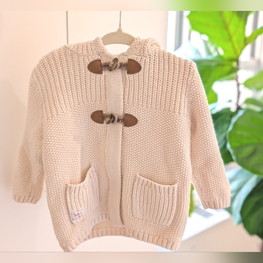 NWOT Ralph Lauren Off White Unisex Cardigan Zip-up Sweater Size 18 months
